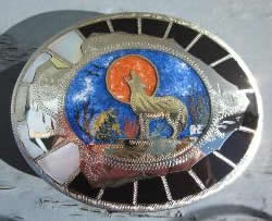Howling Wolf Sand Painting Arrowhead buckle